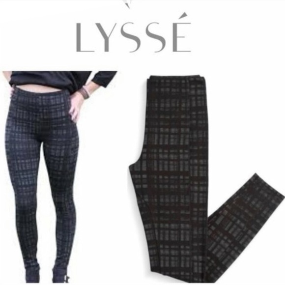 Lysse Black and Gray Plaid Ponte Shapewear Legging Dress Pants- size XL - Picture 3 of 10
